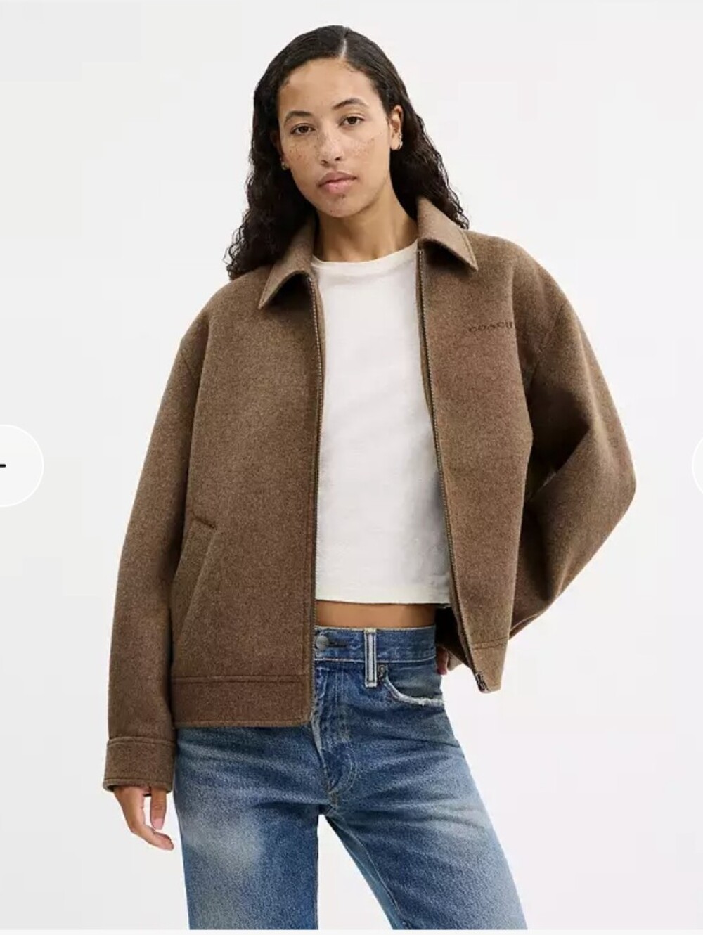 Coach Wool Zip-Front Jacket S
